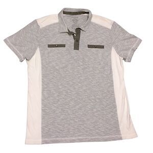 GUESS mens Gray and White Polo Shirt